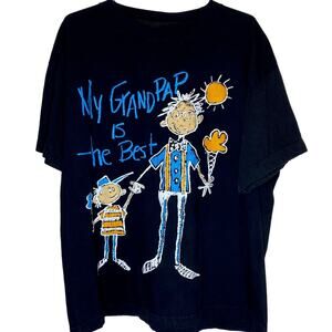 Vintage 90s My Grandpa is The Best Doodle Black Shirt Mens Size XL